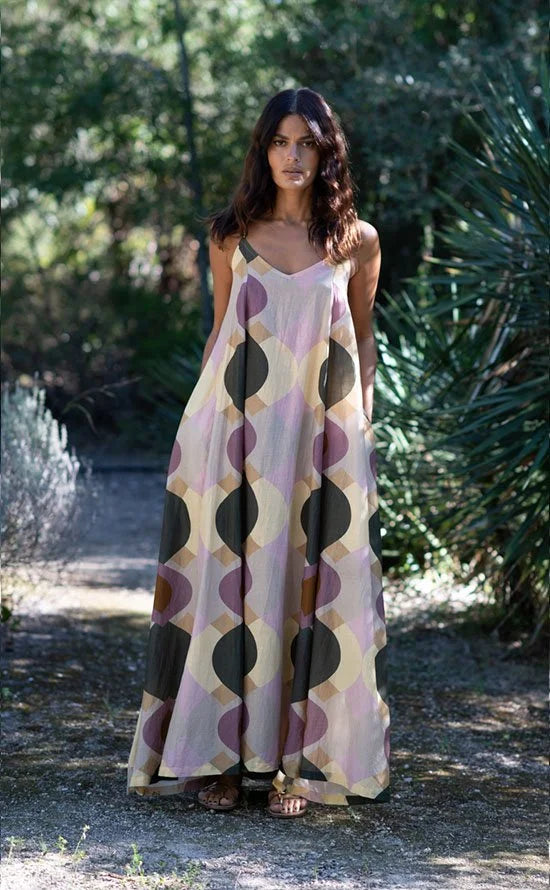 geometric maxi dress Jazz Print Multi – Lyrical Sisters Full Length Sleeve Style tinesxo on LTK Train:Floor-length (no Train) smocked bust
