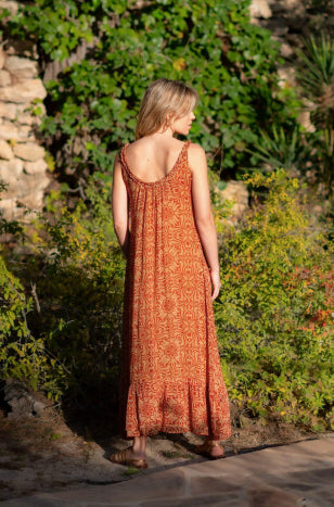 KALEIDOSCOPE PRINTED RUFFLE MAXI DRESS