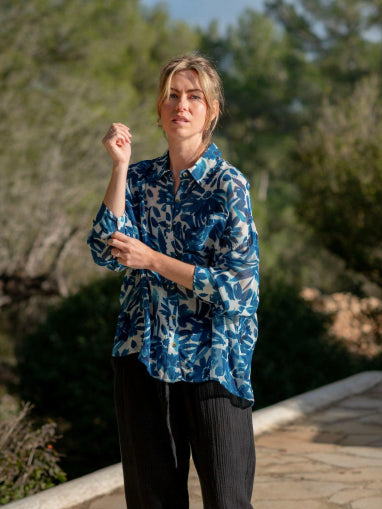BLUE WATERCOLOUR PRINTED SHIRT