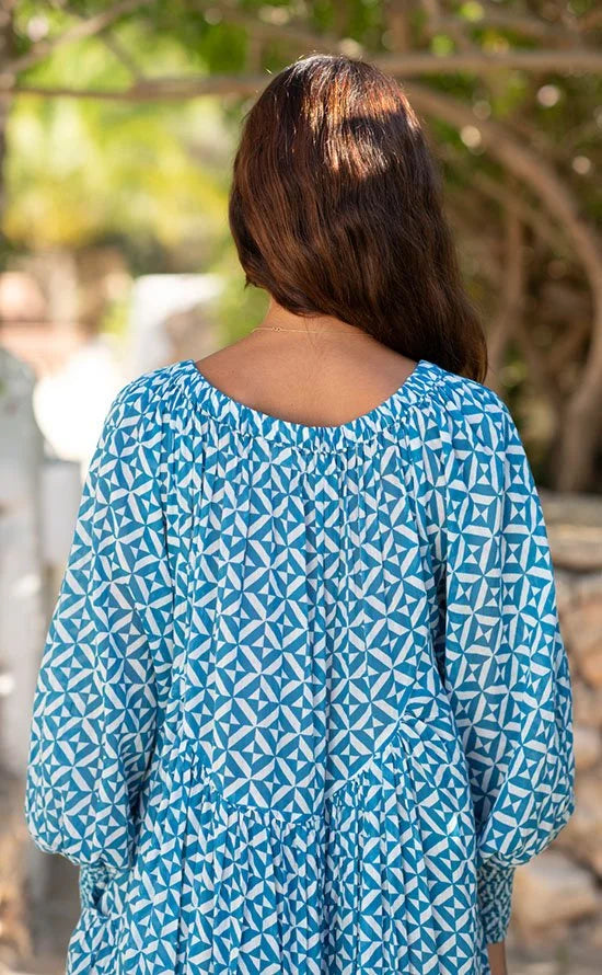 Grace Geometric Print Dress Blue