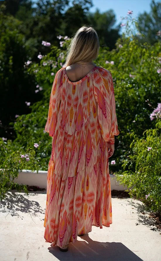 Grace Ikat Print Maxi Dress Pink