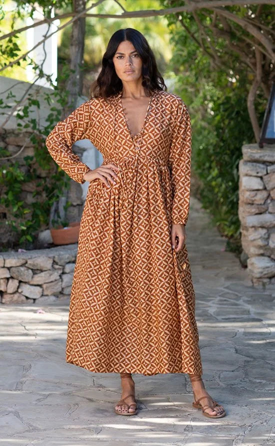 Lola Geometric Print Dress Orange