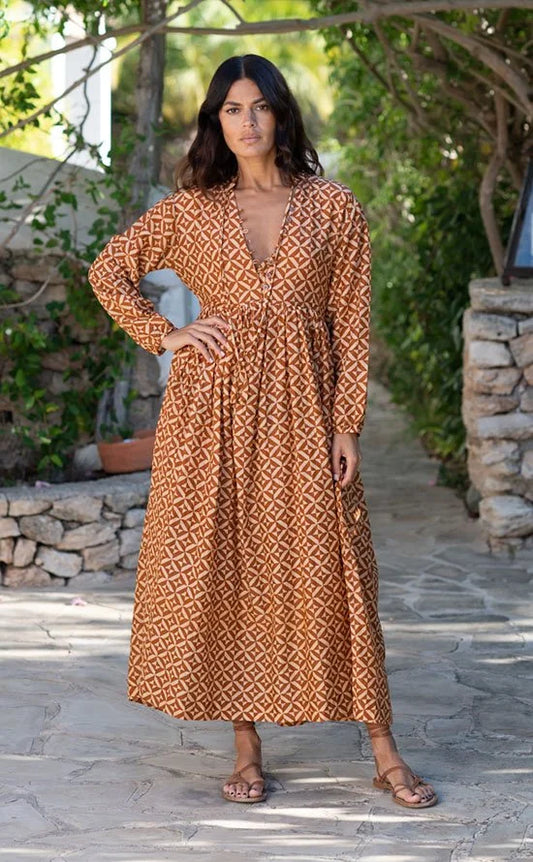 Lola Geometric Print Dress Orange