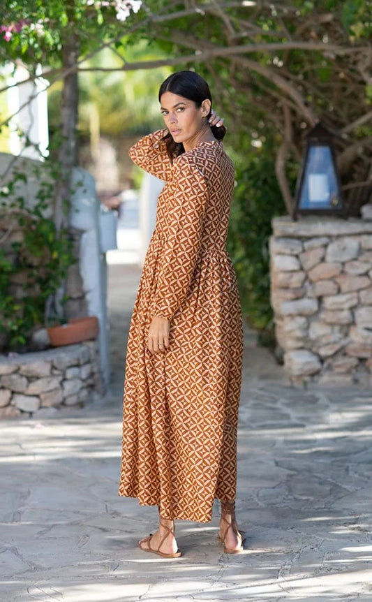 Lola Geometric Print Dress Orange