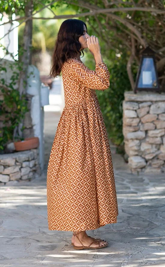Lola Geometric Print Dress Orange
