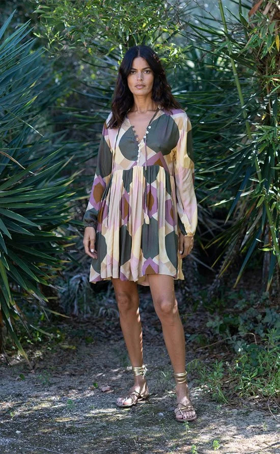 Lyrical Sisters Jazz Geometric Print Short Dress Multi