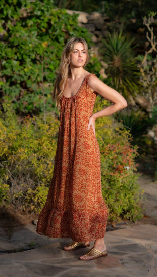 KALEIDOSCOPE PRINTED RUFFLE MAXI DRESS