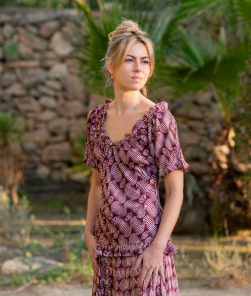 HOURGLASS PRINT TOP BROWN