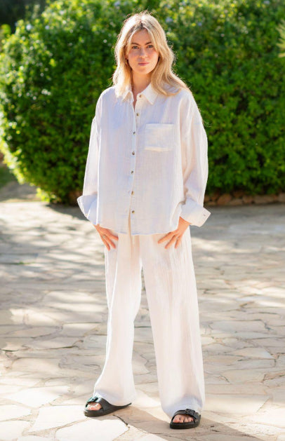 COTTON DOUBLE GAUZE TROUSERS