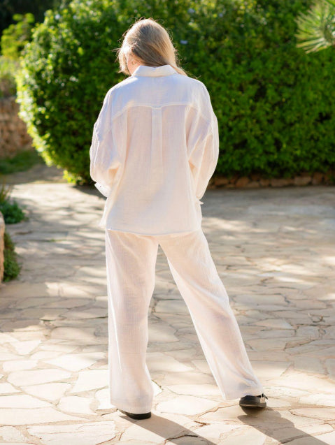 COTTON DOUBLE GAUZE TROUSERS