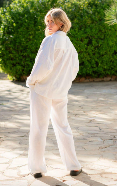 COTTON DOUBLE GAUZE TROUSERS