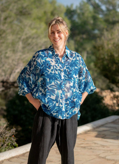 BLUE WATERCOLOUR PRINTED SHIRT