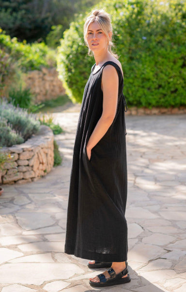 GATHERED SCOOP BACK MAXI DRESS