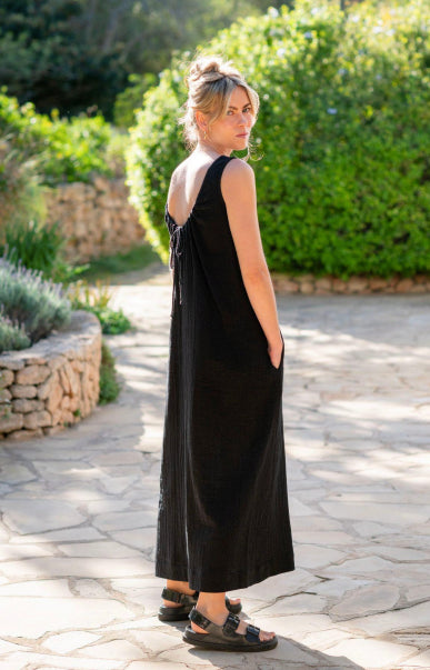 GATHERED SCOOP BACK MAXI DRESS