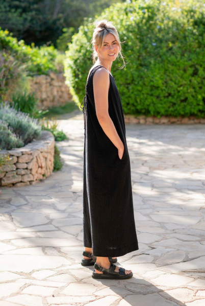 GATHERED SCOOP BACK MAXI DRESS
