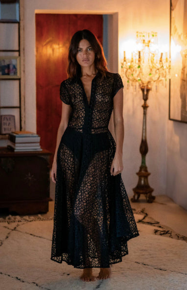 LACE MAXI DRESS WITH REMOVABLE SLIP